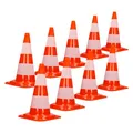 Produktbild: ECD Germany 9 Stück Verkehrskegel Pylone 47 cm, Orange-Weiß, Verkehrsleitkegel mit 2 reflektierenden Streifen, stapelbar & flexibel, Warnleitkegel Warnkegel Leitkegel Verkehrshütchen Markierungskegel