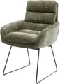 Produktbild: DELIFE Polsterstuhl Abelia-Flex, mit Armlehnen Kufengestell Schwarz Chenille Olive