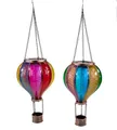 Produktbild: formano 2er Set Solar-Ballon Hänger mit Flammeneffekt 13x25 cm Acryl Metall Bunt I Gartendeko Solarleuchte Transparent Gartenbeleuchtung Außen Dekoration Ballon-Figur mit Metallkette Solarlampe