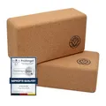 Produktbild: 2 x Yoga Block VonBueren | Yogablöcke aus Kork | 22 x 12 x 7,5 cm je Yogablock | Yogazubehör für Damen und Herren | Hatha Klotz | Yogaklötze