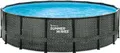 Produktbild: Summer Waves Elite Frame Pool Aufstellpool rund Komplettset Rattanoptik grau Ø 488x122 cm