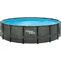 Produktbild: Summer Waves Elite Frame Pool Aufstellpool rund Komplettset Rattanoptik grau Ø 488x122 cm - Grau