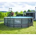 Produktbild: Summer Waves Elite Frame Pool | Aufstellpool rund | Komplettset | Rattanoptik grau | Ø 488x122 cm - Rattan Grau, Mosaik Innenseite