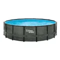 Produktbild: Summer Waves Pool Rattanoptik Komplettset grau 488 x 122  Schwimmbecken + Leiter