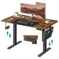 Produktbild: SONGMICS Höhenverstellbarer Schreibtisch elektrisch 120cm mit 4 Höhen - Braun/Schwarz