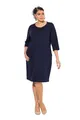 Produktbild: Ulla Popken Damen große Größen Übergrößen Plus Size Punto-Sweatkleid, Rundhals, 3/4-Arm, Taschen Marine 58+ 835722130-58+