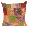 Produktbild: Casa Moro Orientalisches Patchwork Kissen MAR Bunt 40x40 cm mit Füllung Stickerei & Pailletten Boho Chic Deko-Kissen Couchkissen Sofa-Kissen & Geschenk-Idee Ostern Muttertag MA8803