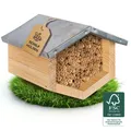 Produktbild: Beesi Bienenhotel mit wetterfestem Metalldach I Bienenhaus mit Schilfröhrchen