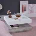 Produktbild: trendteam Couchtisch Wohnzimmertisch drehbar weiß beton - Wohnzimmer - 70x35x70