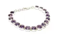 Produktbild: Edelschmiede925 Silberarmband edles Armband eckig facettierten Amethyst 925 Silber pol 18 - 20 cm