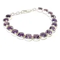 Produktbild: edles Armband mit eckig facettierten Amethyst in 925 Silber pol 18 - 20 cm
