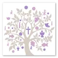 Produktbild: 20 Servietten Baum Symbole taupe lila Kommunion Taufe Konfirmation