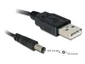 Produktbild: 1m USB Power Kabel USB-A Stecker DC Hohlstecker 5,5mm x 2,1mm 5V USB Stromkabel