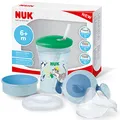 Produktbild: NUK 3-in-1 Trinklernset mit Trainer Cup Schnabeltasse (6+ Monate), Magic Cup 360° Trinklernbecher (8+ M) & Action Cup Trinkflasche Kinder (12+ M) | 230 ml | BPA-frei | grüner Leopard