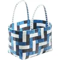 Produktbild: XXL Einkaufstasche Shopper Tragetasche Schultertasche Strandtasche Damen Tasche - Blau/Weiß/Schwarz