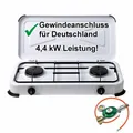 Produktbild: Campingkocher Gaskocher 2 flammig 50mbar Propangas Herd 3 4 Gasherd Gasregler