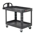 Produktbild: Rubbermaid FG452088BLA Mehrzweckwagen mit 2 Regalfächern, geriffelte Regale, Medium, Schwarz, 227 kg Kapazität