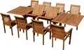 Produktbild: ALEOS. Teak Gartengarnitur Gartenset Sitzgruppe Ausziehtisch Tobago 200-250-300x100 cm mit 8 Stapelsessel Alpen aus Teakholz Gartenmöbelset Esstischgruppe Sessel stapelbar