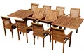 Produktbild: ALEOS. Teak Gartengarnitur Gartenset Sitzgruppe Ausziehtisch Tobago 200-250-300x100 cm mit 8 Stapelsessel Alpen aus Teakholz Gartenmöbelset Esstischgruppe Sessel stapelbar