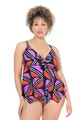 Produktbild: Ulla Popken Damen große Größen Übergrößen Plus Size Tankini, grafischer Druck, Softcups, recycelt schwarz 50 837287100-50