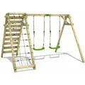 Produktbild: Schaukelgestell Kinderschaukel Jollyjungle Schaukel, Schaukelgerüst, Doppelschaukel, Holzschaukel Mit Kletteranbau - Apfelgrün - Fatmoose