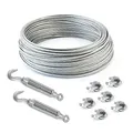 Produktbild: 10m DRAHTSEIL SET 6mm 6x19+FC + 6 x SEILKLEMMEN 6mm DIN 741 + 2 x SPANNSCHLOSS M6 HAKEN - ÖSE verzinkt Stahlseil Forstseil Windenseil Seil Draht Stahl Drahtseilklemmen Drahtseil Drahtseilklemme Klemme Anschlagseil Spannschlösser Spannschloß Seilspanner Spanner