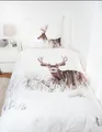 Produktbild: Flanell Bettwäsche Set Winterlandschaft Hirsch 2tlg. Biber 155x220 cm Übergröße