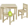 Produktbild: BOMI® Baby Möbel Set 2 Stühle und Tisch Amy aus Kiefer Massiv Holz für Kleinkinder ab 24 Monate bis 10 Jahre Naturbelassen - Naturbelassen