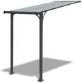 Produktbild: Haustürvordach Aluminium pulverbeschichtet transparentes Dach | Vordach Polycarbonat Überdachung Wasserführung 238 x 150 x 148/150 x 250/261 cm (H x B x T x H-hinten) anthrazit