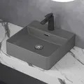 Produktbild: Doporro - Keramik Waschbecken 42x42x12cm Handwaschbecken Anthrazit matt Waschtisch Waschplatz mit Armaturenloch Mei201-420