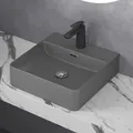 Produktbild: Doporro - Keramik Waschbecken 42x42x12cm Handwaschbecken Anthrazit Matt Waschtisch Waschplatz Mit Armaturenloch Mei201-420