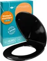 Produktbild: Calmwaters® Premium WC Sitz einfache Montage, Toilettendeckel bis 250 kg, EU, antibakterieller Duroplast, doppelte Absenkautomatik, 2 Montage Optionen, abnehmbar, Klobrille, oval, Schwarz