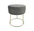 Produktbild: runder Sitzhocker Marilyn, Polsterhocker aus Samtstoff, Schminkhocker mit Met...