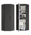 Produktbild: mokebo Mehrzweckschrank Der Lange Eckschrank (64x180 cm, mit 4 Einlegeböden) Eckschrank, Aktenschrank, Flurschrank oder Schrank in Anthrazit