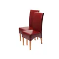 Produktbild: MCW 2er-Set Esszimmerstuhl Crotone, LEDER ~ rot, helle Beine
