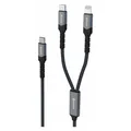 Produktbild: Swissten Charging Cable 2in1 USB-C / USB-C + Lightning 100W 1,5 M - Black (1.50 m, USB 3.2 Gen 1, 100 W) (72501202)