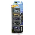 Produktbild: Hot Wheels Batman Spielzeugautos im 5er-Pack, Set aus 5 Die-Cast-Fahrzeugen im Maßstab 1:64 im Batman-Design, einschließlich des Batmobiles, JDR18