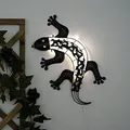 Produktbild: Solar Wandlampen für Außen Tier Gartenfigur Gecko Solarleuchte Figur für die Wandmontage, Metall bronzefarben, je 1x LED, BxH 50x25 cm