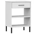 Produktbild: vidaXL Beistelltisch Konsolenschrank OSLO mit Metallbeinen Weiß Massivholz Kiefer (1-St)