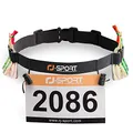 Produktbild: RJ-Sport Triathlon Startnummernband Laufgurt mit Nummernhalter & 6 Gel-Halter für Joggen Radfahren Marathons, Schwarz