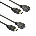 Produktbild: 2x 1,2m USB 2.0 Mini B Verlängerung USB Mini Stecker auf USB Mini B Buchse