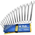 Produktbild: S&R Ring-Maulschlüssel Satz 15-teilig, Schraubenschlüssel 6-22 mm, Master-Serie, Cr-V Industriestahl, geschmiedet, gehärtet, doppelt verchromt, mattiert, Gabelringschlüssel in Tetron-Rolltasche