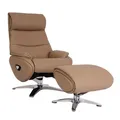 Produktbild: B-Ware Relaxsessel mit Hocker MCW-K98, Metall Echtleder/Kunstleder, taupe