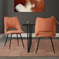 Produktbild: ML-Design Esszimmerstühle 2er Set Orange, Sitzfläche aus Polyester mit schwarzen Metallbeinen, Küchenstühle mit Rückenlehne