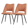 Produktbild: ML-Design Esszimmerstühle 2er Set Orange, Wohnzimmerstühle aus Stoffbezug & schwarzen Metallbeinen, Küchenstühle mit Rückenlehne, Polsterstühle für Esszimmer Wohnzimmer Küche Büro, Gepolsterte Sessel