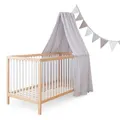 Produktbild: Ehrenkind® Kinderzimmer-Deko-Set: Baldachin & Wimpelkette für magische Momente | Oeko-TEX Zertifiziert | Kinderzimmer Deko | Baldachin Kinderzimmer, Hellgrau