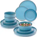 Produktbild: Sänger Tafelservice, Blau, Stein, 12-teilig, Rund, 27x6.5x27 cm, kratzfest, Essen & Trinken, Geschirr, Geschirr-Sets, Tafelservice