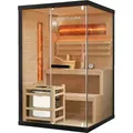 Produktbild: Artsauna Saunakabine Vantaa 120 mit Salzstein - Indoor Sauna 2 Personen - 3,5kW Ofen, Glasfront, LED Licht, Thermometer & Sanduhr - Komplett Set