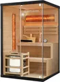 Produktbild: Artsauna Saunakabine Vantaa 120 mit Salzstein - Indoor Sauna 2 Personen - 3,5kW Ofen, Glasfront, LED Licht, Thermometer & Sanduhr - Komplett Set