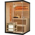 Produktbild: Saunakabine Vantaa 120 Mit Salzstein - Indoor Sauna 2 Personen - 3,5kw Ofen, Glasfront, Led Licht, Thermometer & Sanduhr - Komplett Set - Artsauna